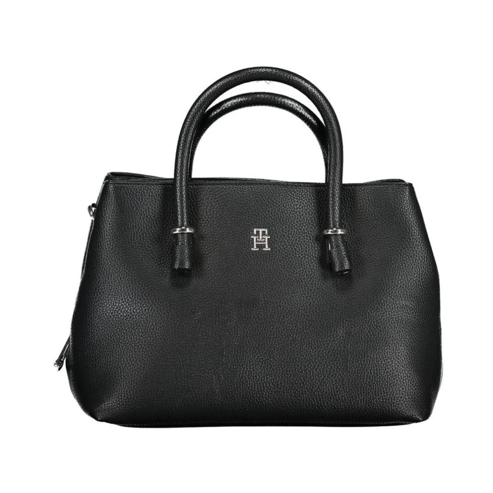 Tommy Hilfiger Zwarte Satchel Handtas met Contrasterende Details Black Dames