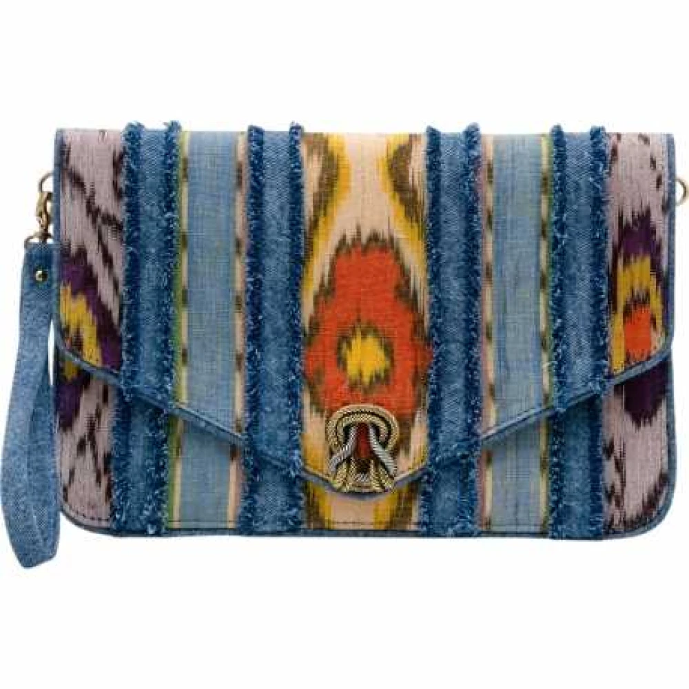 Claris Virot Patchwork Pochette Alicia Denim Oranje Groen Multicolor Dames