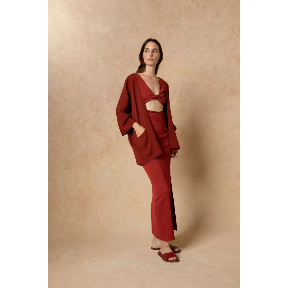Cortana Wikkel midi rok karmijnrood Red Dames