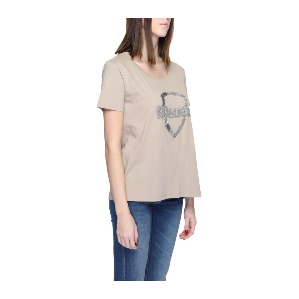 Blauer Katoenen T-shirt collectie voor vrouwen Beige Dames