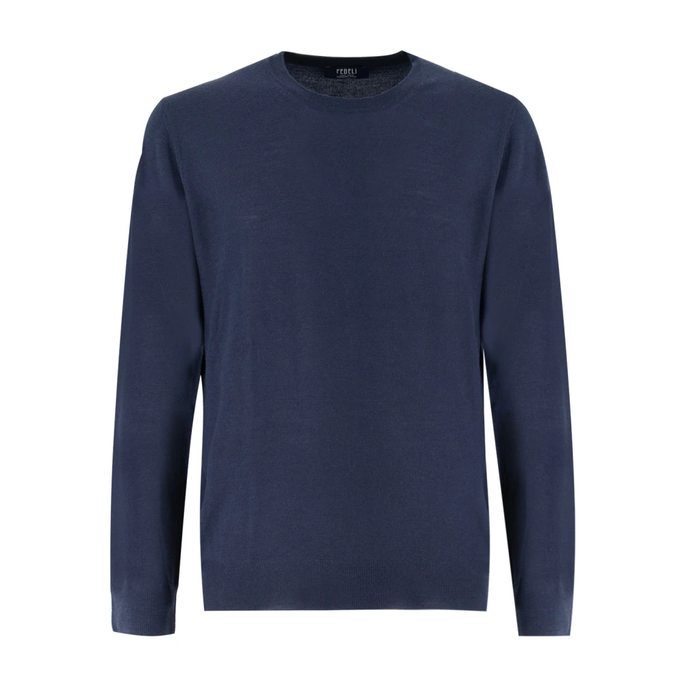 Fedeli Luxe Crew Neck Jumper Blue Heren