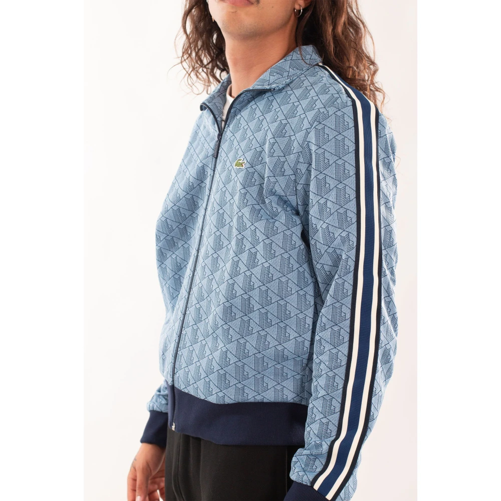 Lacoste Monogram Trainingsjack in Jacquard Stijl Blue Heren