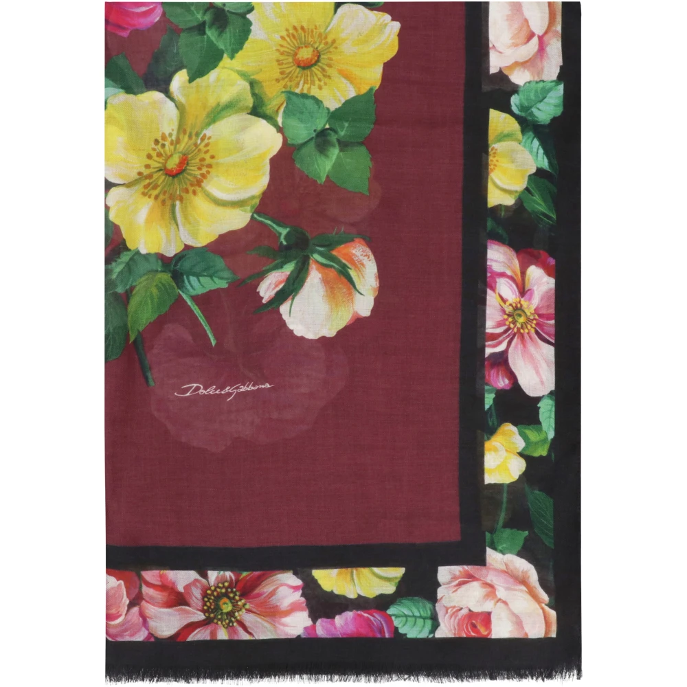 Dolce & Gabbana Bloemenprint Modal Kasjmierblend Sjaal Red Dames
