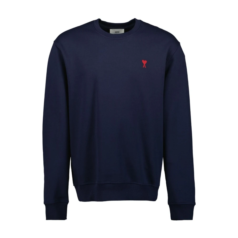 Ami Paris Men's Blue Sweatshirts, Xl, Ami De Coeur Sweatshirt