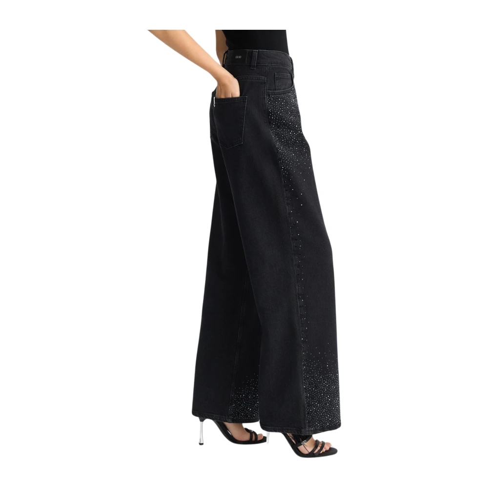Liu Jo Baggy Drop Crotch Broek met Strass Applicaties Black Dames