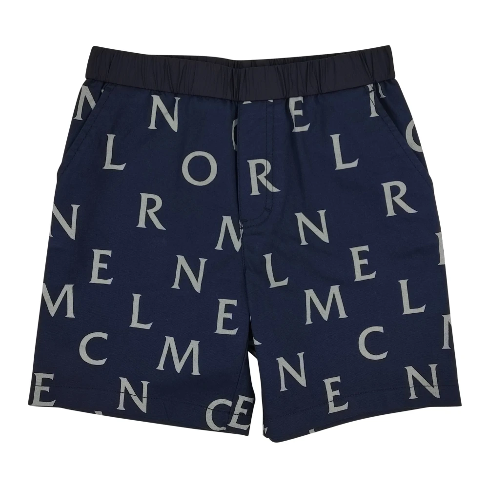 Moncler Blue Shorts, Male, 8 Y, Bermuda Cotone Stampato