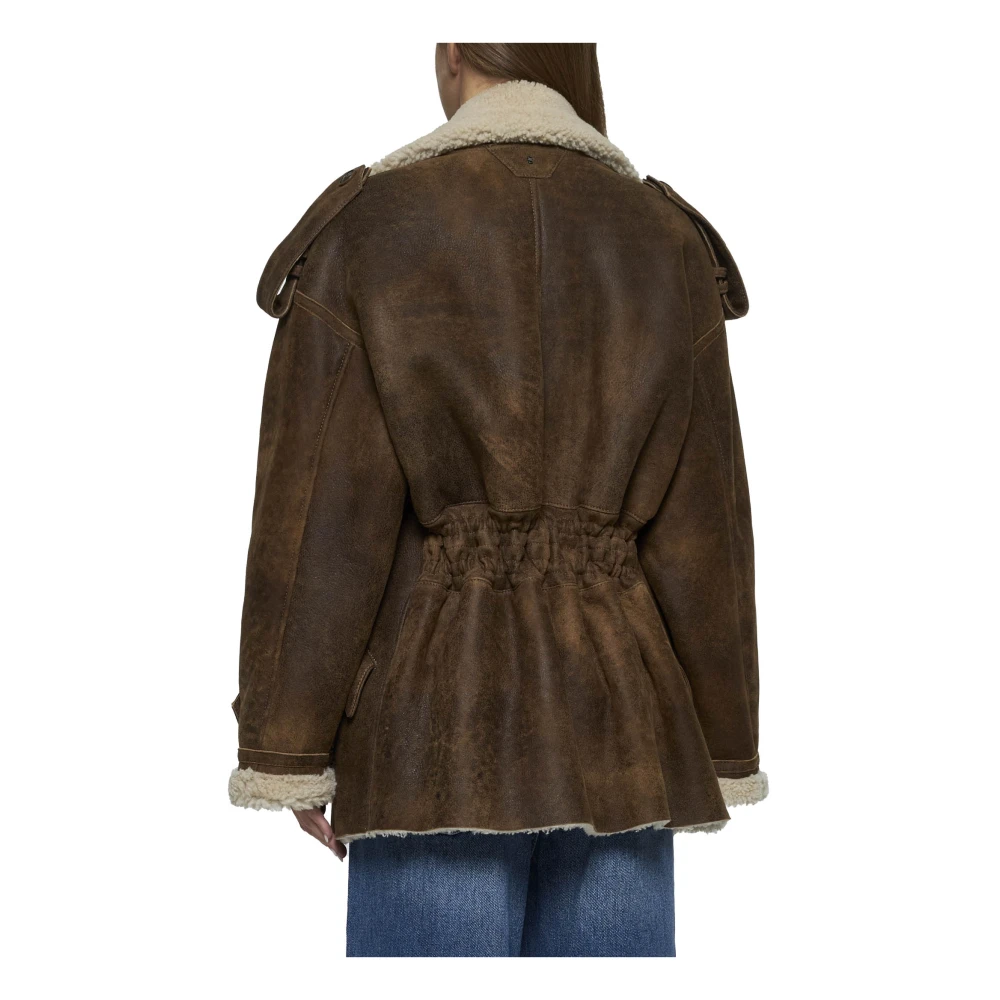 Salvatore Santoro Schapenvacht Gevoerde Bruine Suède Jas Brown Dames