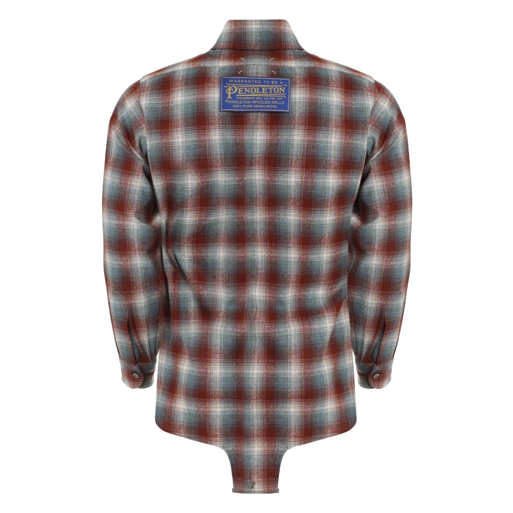 Maison Margiela Geruite wollen overhemd met Pendleton Check Motif Red Heren