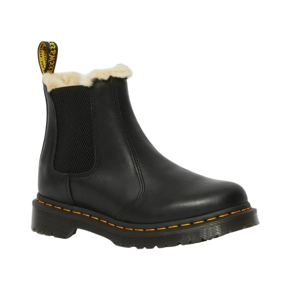 Dr. Martens Women's Black Ankle Boots, 3 Uk, Leonore Faux Fur Lined Chelsea Boots