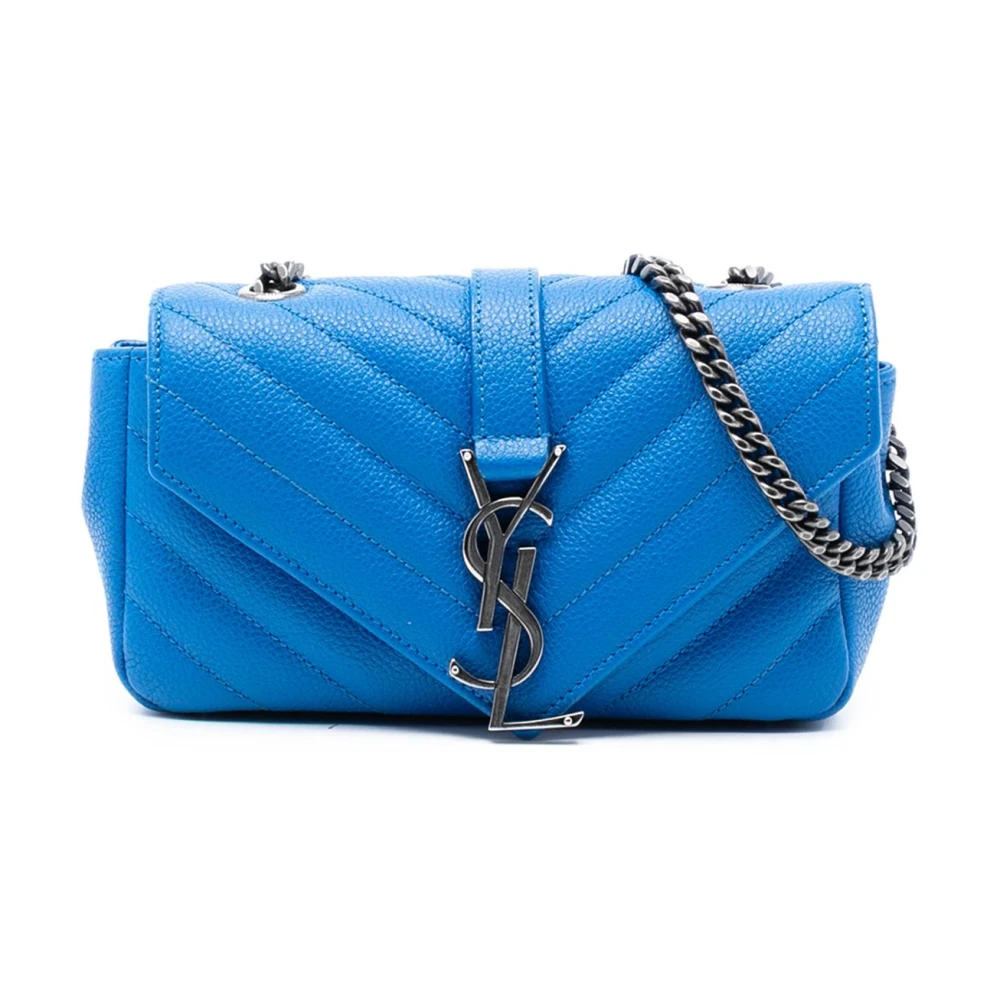 Saint Laurent Vintage Women's Blue Pre-Owned Chain Detail Shoulder Bag