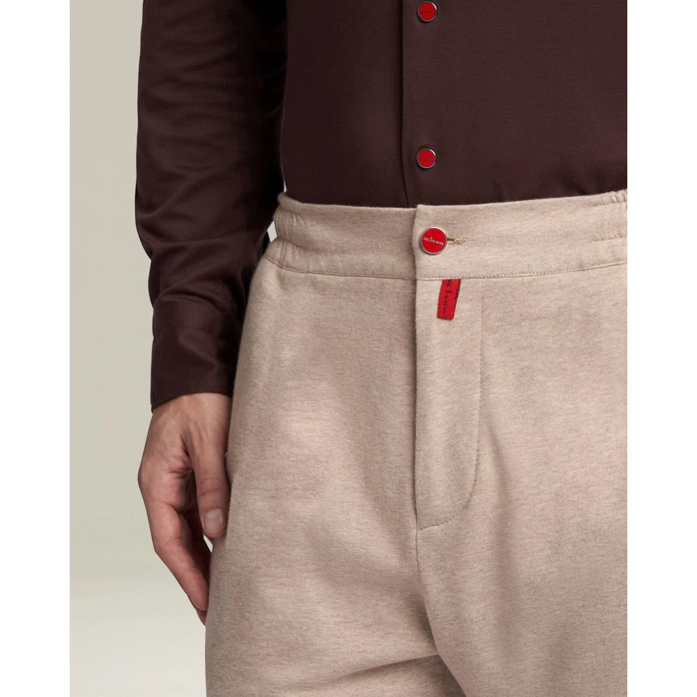 Kiton Beige Katoen Kasjmier Trekkoordbroek Beige Heren