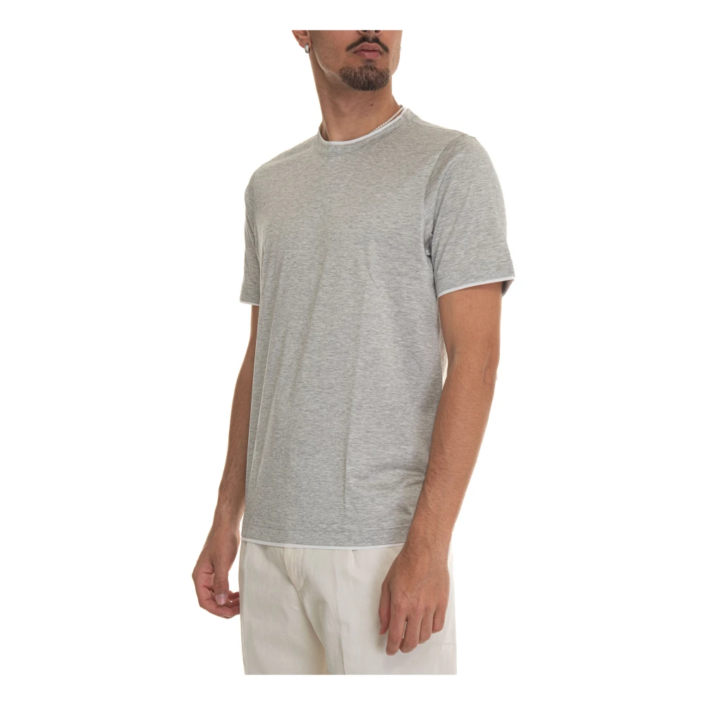 Gran Sasso Zijde Katoen Contrast T-shirt Gray Heren