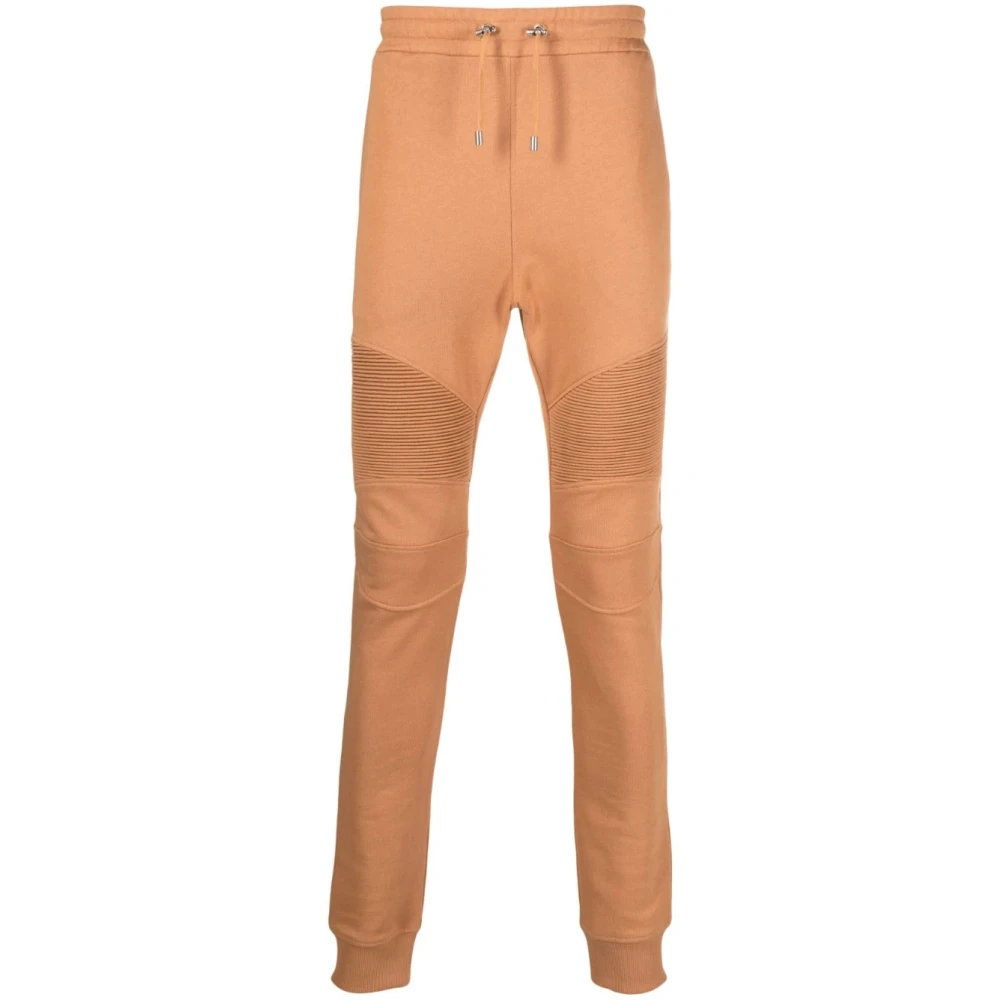 Balmain Brown Ribbed Joggers - Male - Sweatpants - L - Trousers