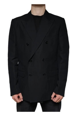 Svart Linne Dubbelknäppt Blazer