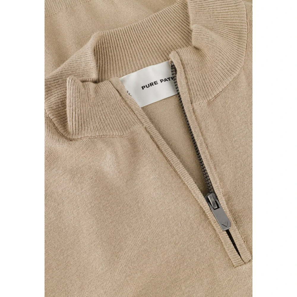 Pure Path Essential Knit Halfzip Sweater Beige Heren