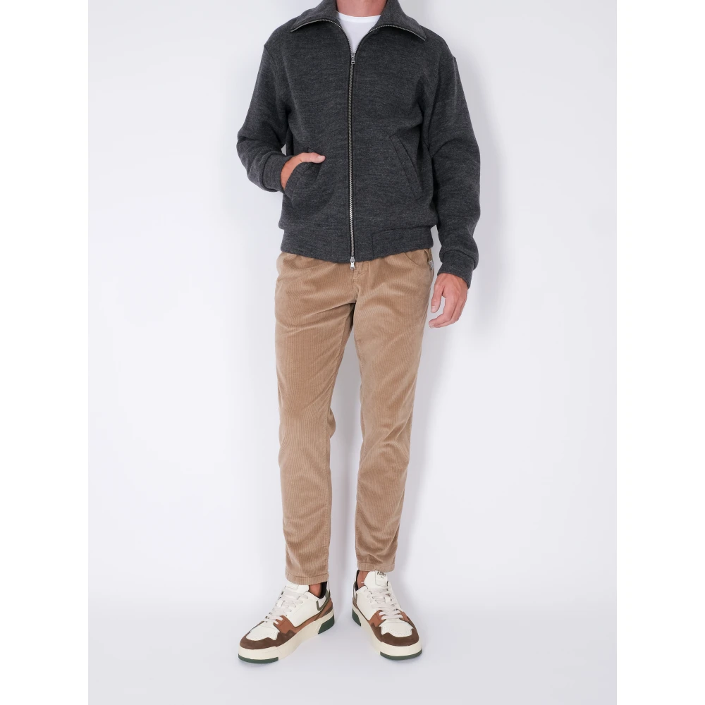 White Sand Moderne Corduroy Broek met Dubbele Plooi Brown Heren