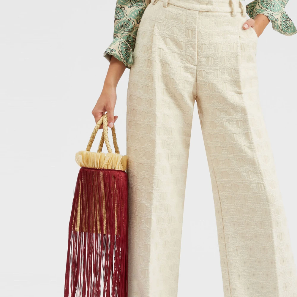 La DoubleJ Raffia Emmer Tas met Franjes Purple Dames