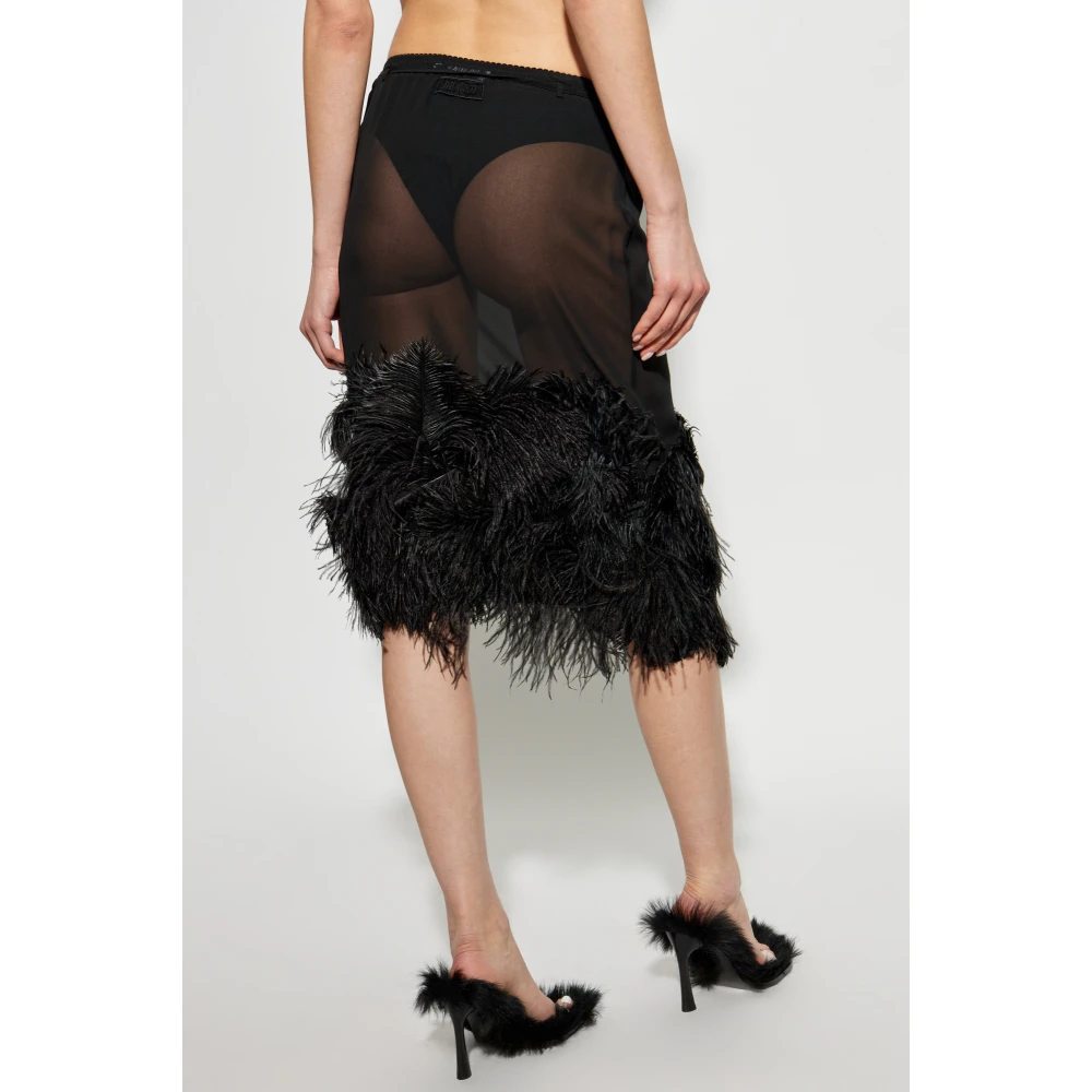 The Attico Rok met struisvogelveren Black Dames