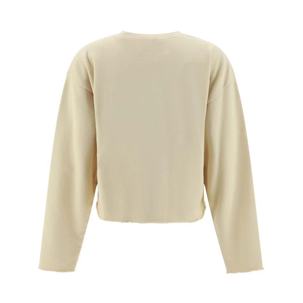 Maison Margiela Geribbelde Crew Neck Katoenen Sweatshirt Beige Dames