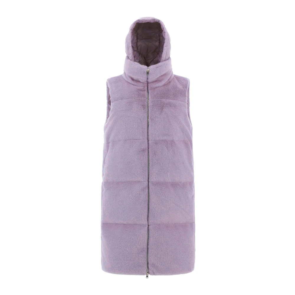 Herno Femme Violet Vestes, Taille: 40 Fr Manteau Sans Manches En Fausse Fourrure