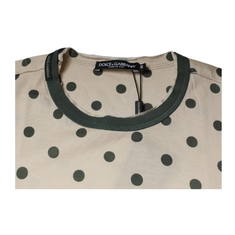 Dolce & Gabbana Polka Dot Grafische Print T-shirt Beige Heren