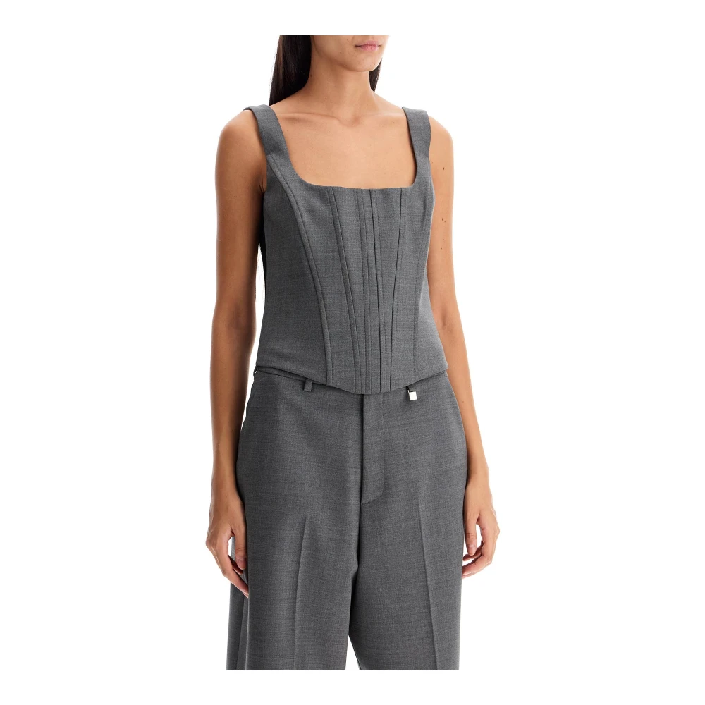 Giuseppe Di Morabito Stretch Wol Korset Top met Baleinen Gray Dames