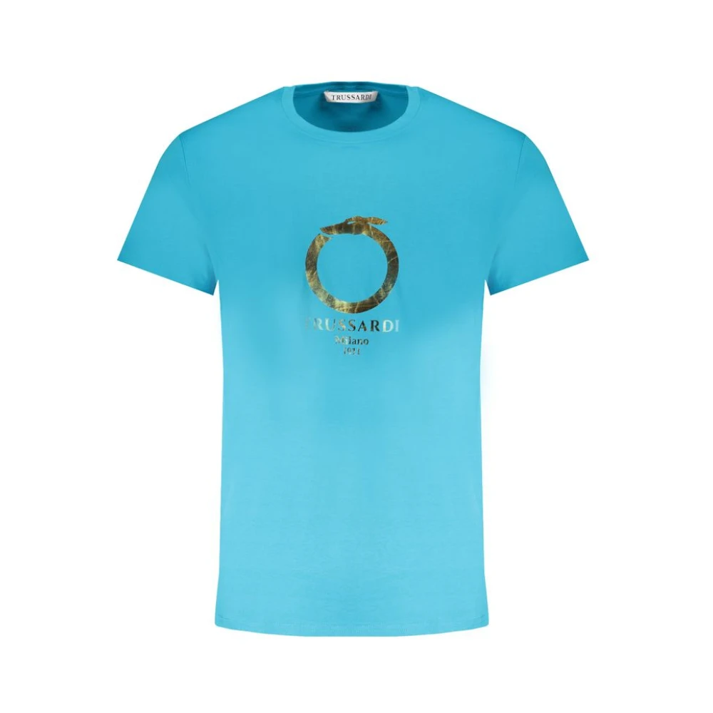 Trussardi Korte Mouw Ronde Hals Logo Print T-Shirt Blue Heren
