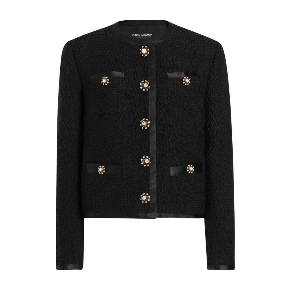 Dolce & Gabbana Black Outerwear Jacket For Women - Female - Light Jackets - Xs - Jackets