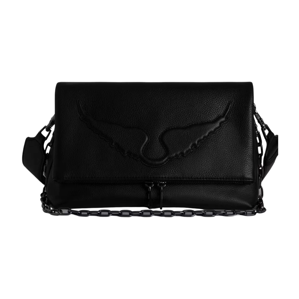 Zadig & Voltaire Rocky Wings Korrelig Leren Schoudertas Black Dames