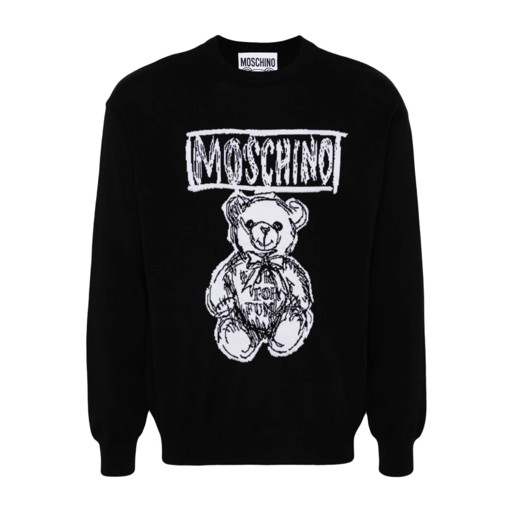 Moschino Teddy Bear Gebreide Trui Black Heren