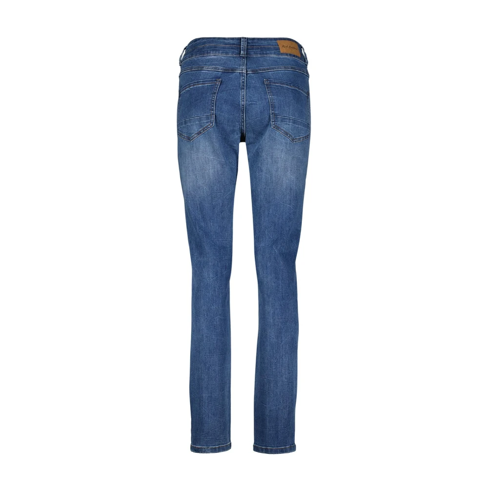Red Button Donkere Slim Fit Jeans Blue Dames