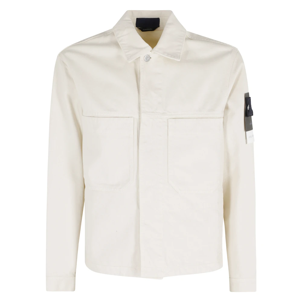 Stone Island White Denim Jacket - Male - Light Jackets - M - Jackets
