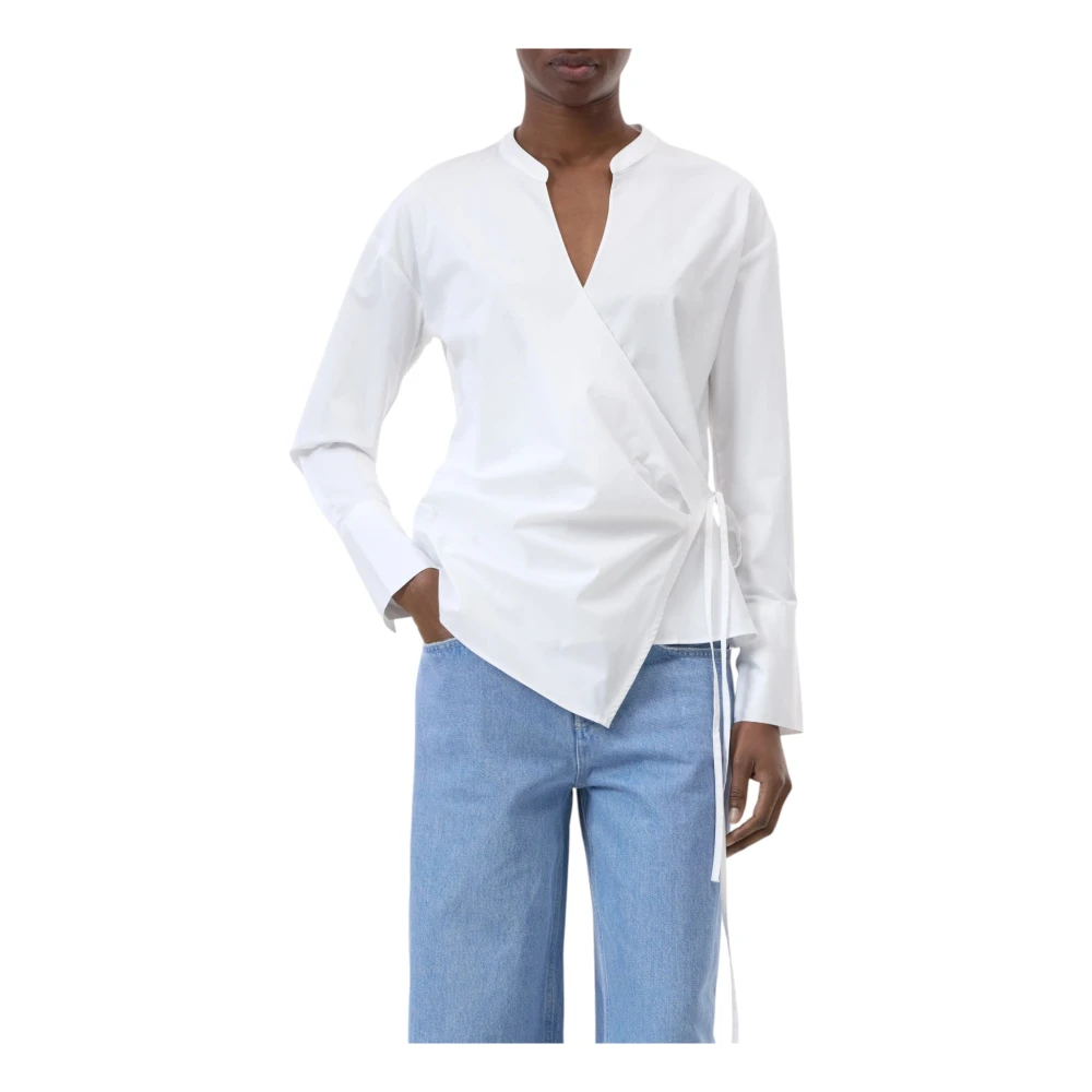 Closed Women's White Wrap Blouse In Cotton Poplin - Blouses - S - Blouses & Shirts