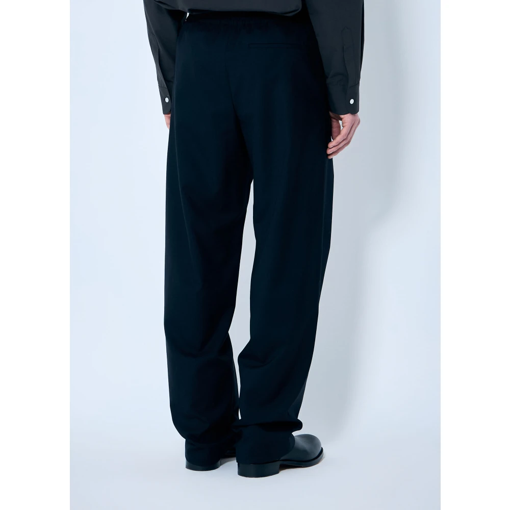 The Row Wollen Weefbroek Mid Rise Black Heren