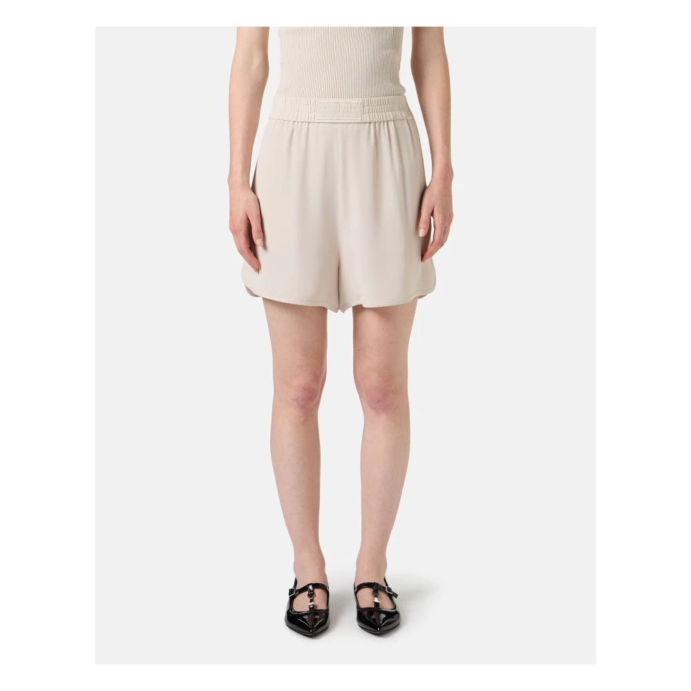 Iceberg Shorts van zijde-mix crêpe de chine met piping details en logo Beige Dames