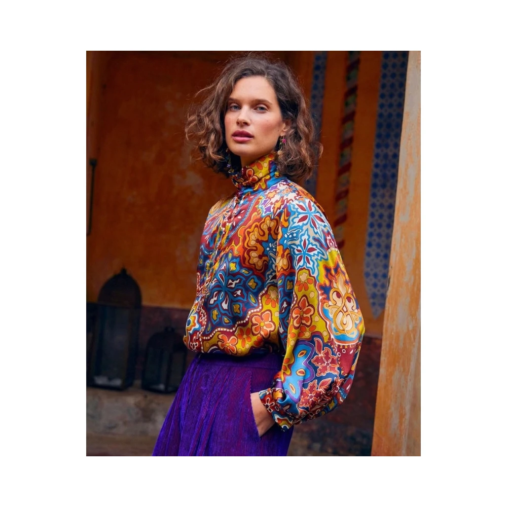 Momoni Thierry Zijden Satijnen Blouse Multicolor Dames