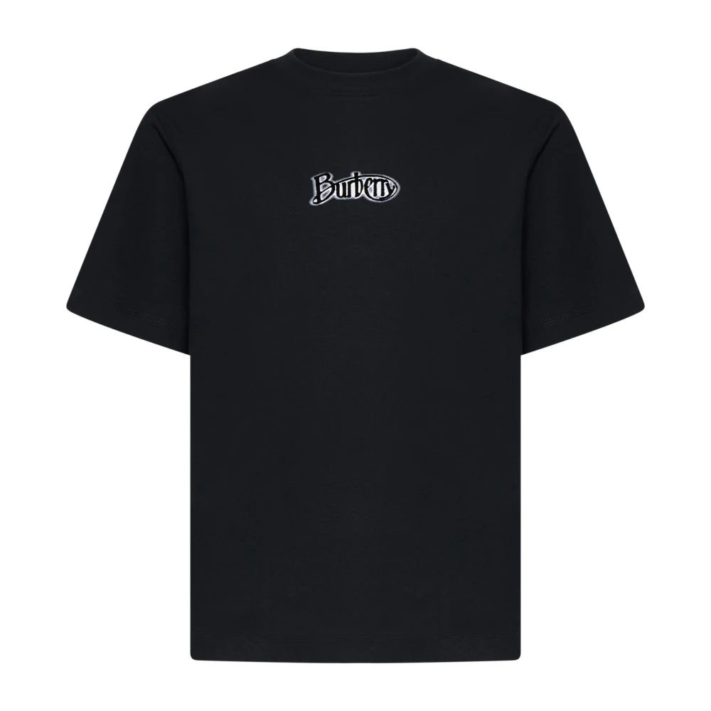 Burberry Zwart Katoen Crew Neck Logo T-shirt Black Heren