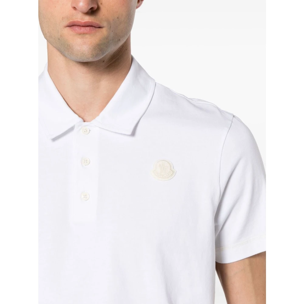 Moncler Wit Katoenen Poloshirt met Logopatch White Heren