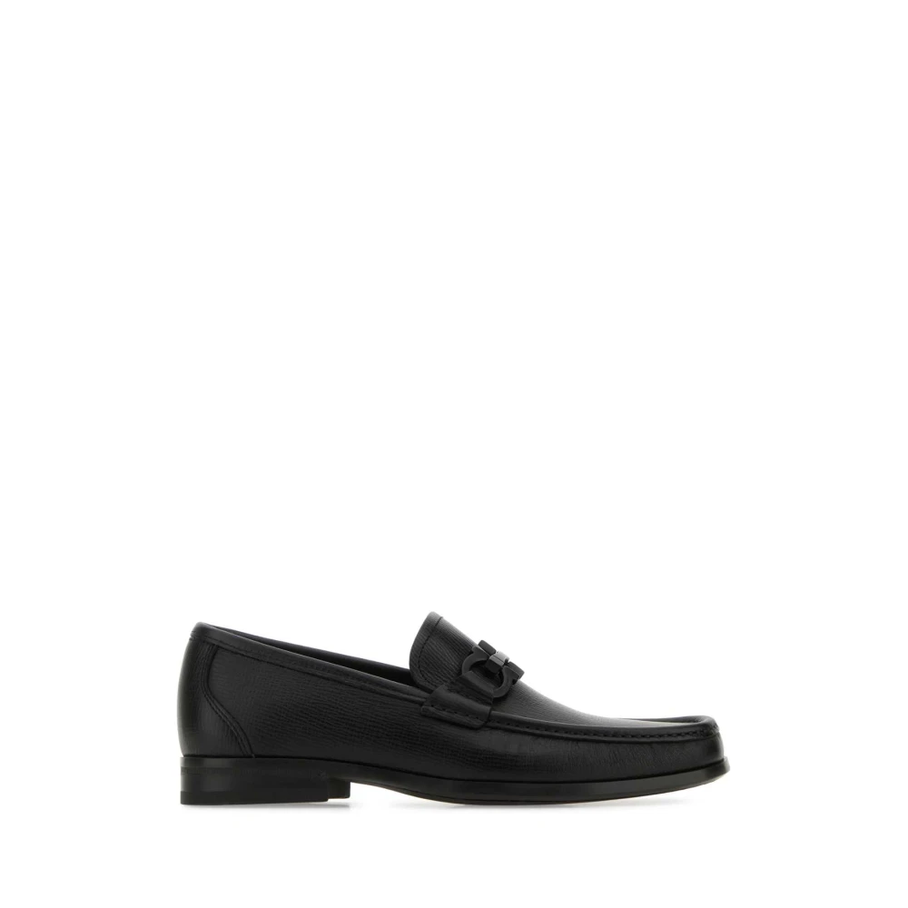 Salvatore Ferragamo Elegante zwarte leren loafers Black Heren