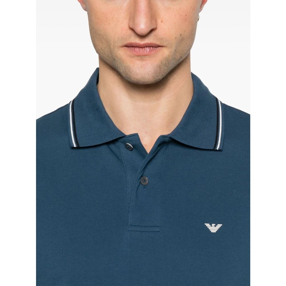 Emporio Armani Blauwe T-shirts en Polo's met Streepdetail Blue Heren