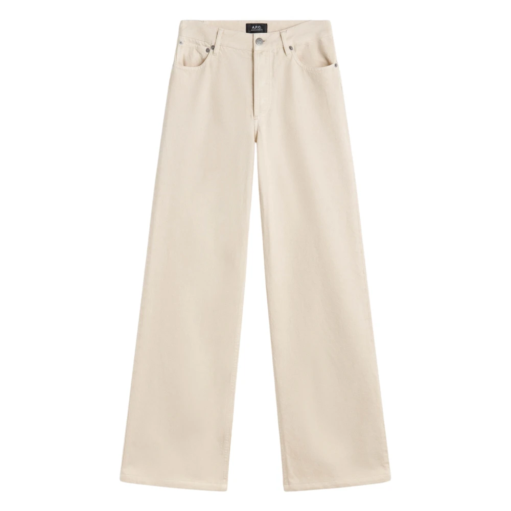 A.p.c. Hoge Taille Rechte Pijp Denim Jeans Beige Dames