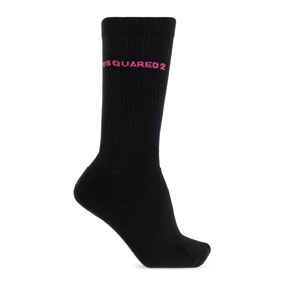 Dsquared2 Herr Svart Underkläder L, Bomull, Logo Socks