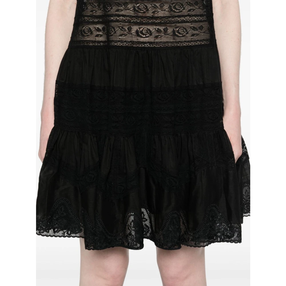 Zimmermann Zwart Kant Geborduurde Mouwloze Jurk Black Dames