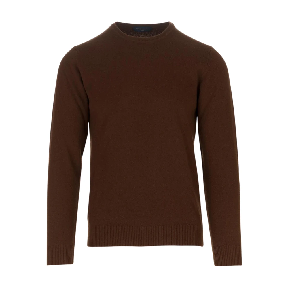 Daniele Fiesoli Men's Brown Classic Wool Jumper - Round-Neck Knitwear - 2XL - Knitwear