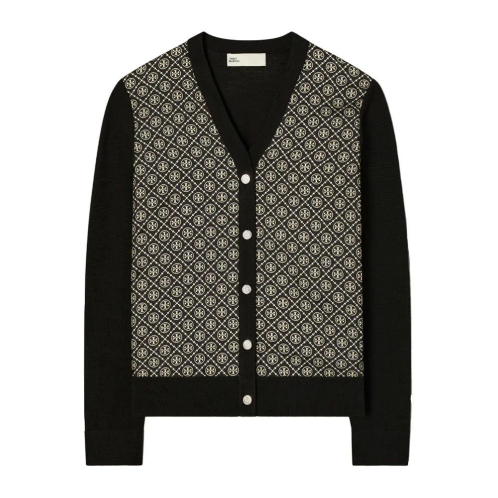 TORY BURCH Zwarte Wol Zijde Gebreide Trui Black Dames