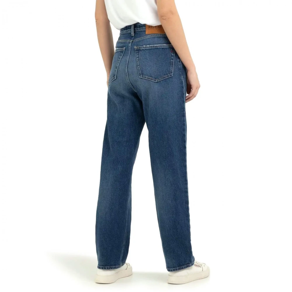 Replay Hoge Taille Wijde Pijp Jeans Blue Dames
