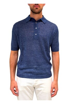 polo-bleu-en-soie-et-lin