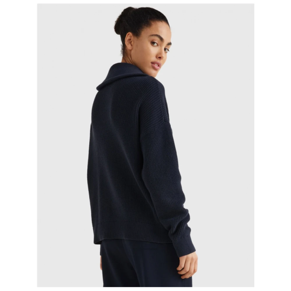 Tommy Hilfiger Dikke biologisch katoenen half-zip trui Blue Dames