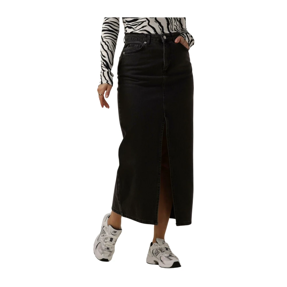Notre-v Dames Rokken Denim Maxi Skirt Gray Dames