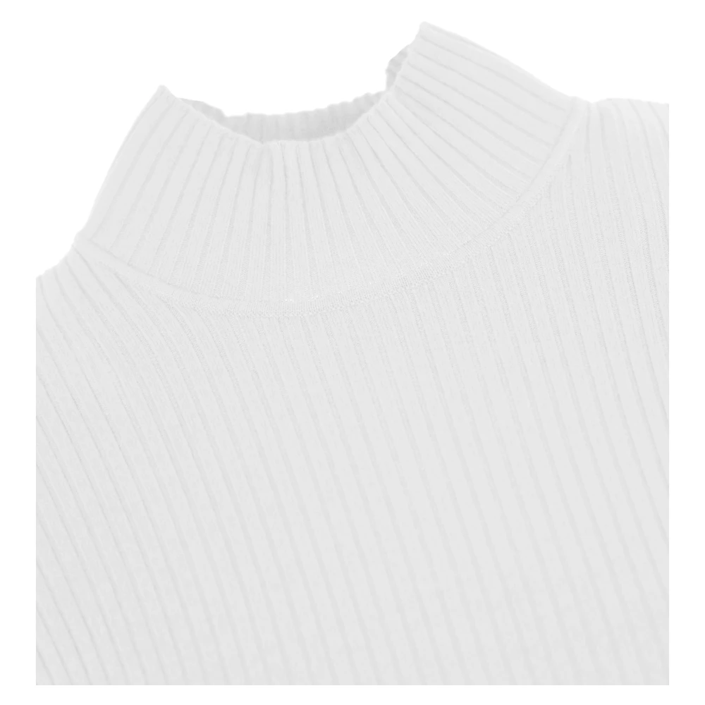Twinset Geribbelde trui met hoge hals White Dames